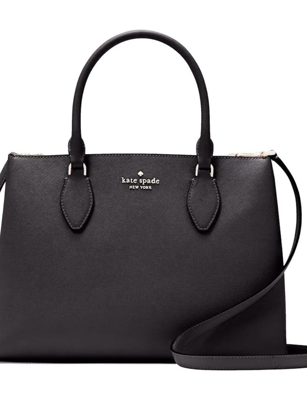 kate spade Black Saffiano Leather Satchel with Crossbody Strap
